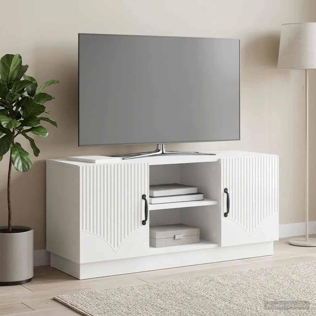 Mobile TV Bianco Lucido 102 x 34,5 x 47 cm Legno ingegnerizzato 895389