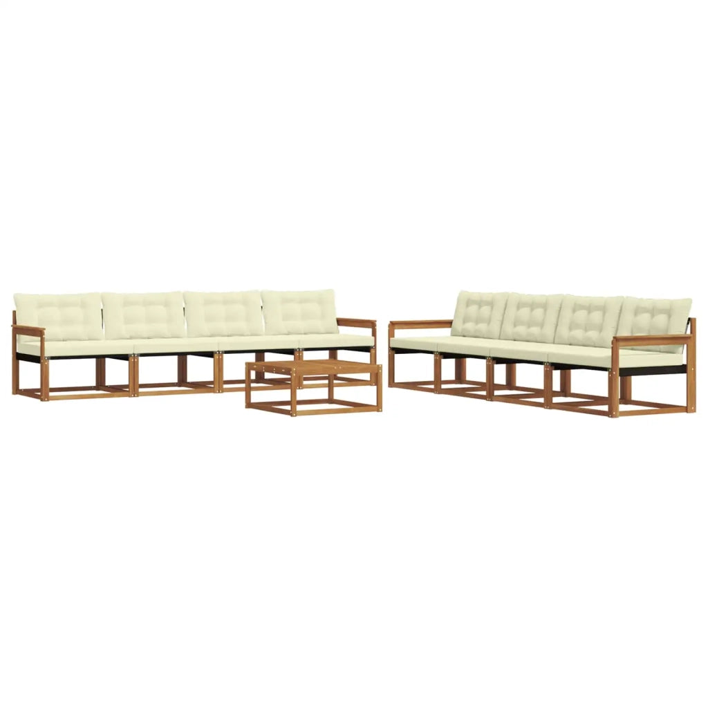 Set di divani da esterno con cuscino 9 pcs Naturale e Crema 3369305