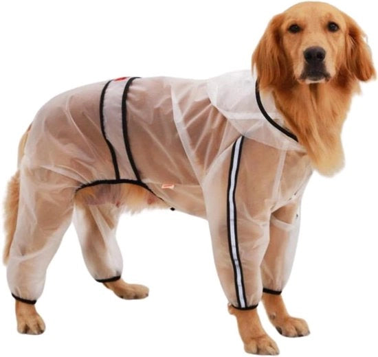 Reggisacco impermeabile per cani con arti - Riflettente - Cappuccio - Tuta per cani di taglia media e grande - Translucido (5XL)