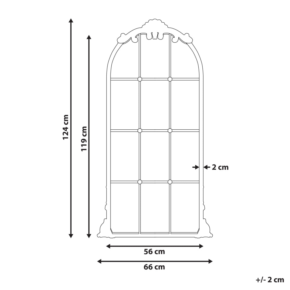 Specchio da parete in metallo dorato 66 x 124 cm Specchio decorativo da parete per finestra in stile vinatge da appendere.