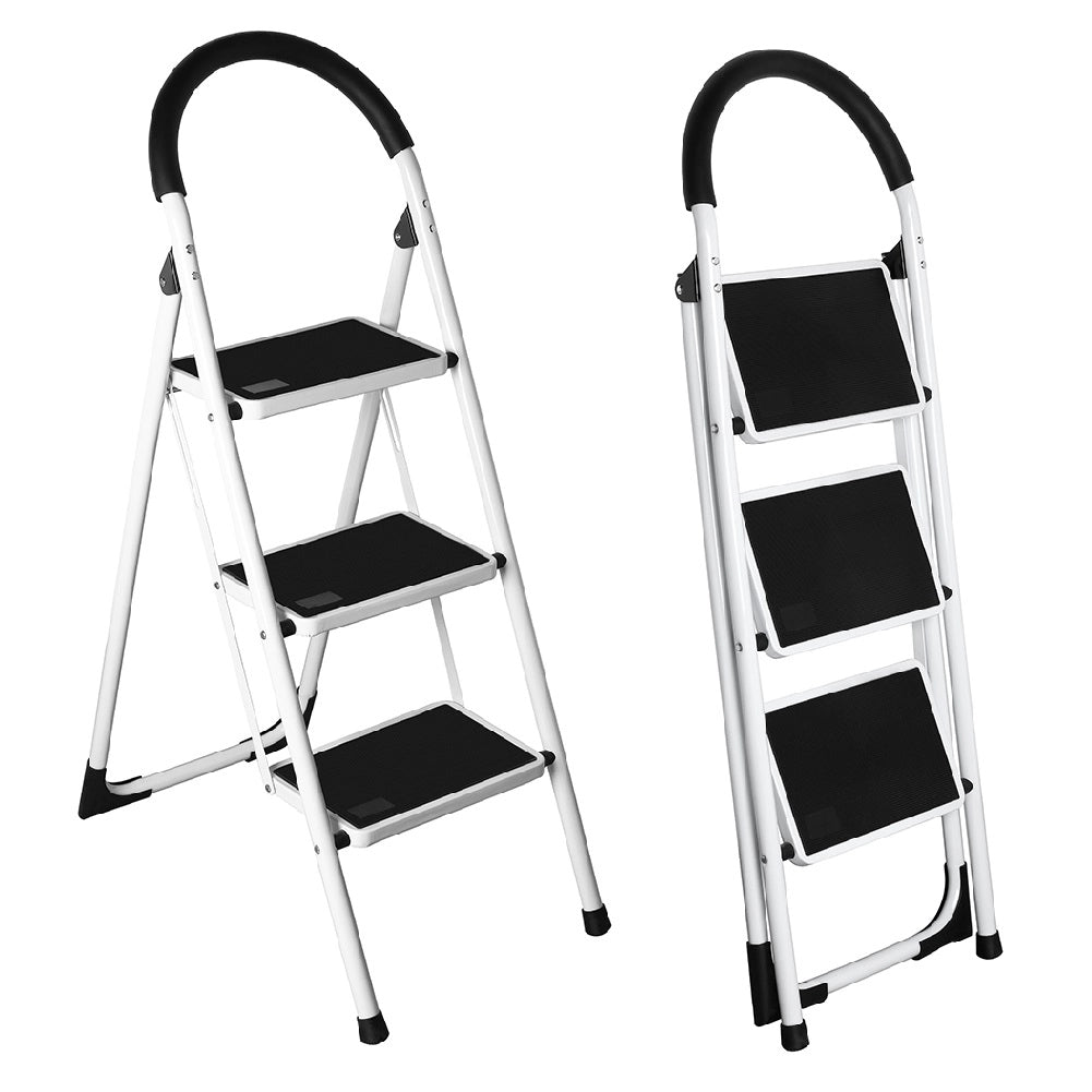 Scala Sgabello Pieghevole 3 Gradini Antiscivolo Metallo Verniciato max 150kg
