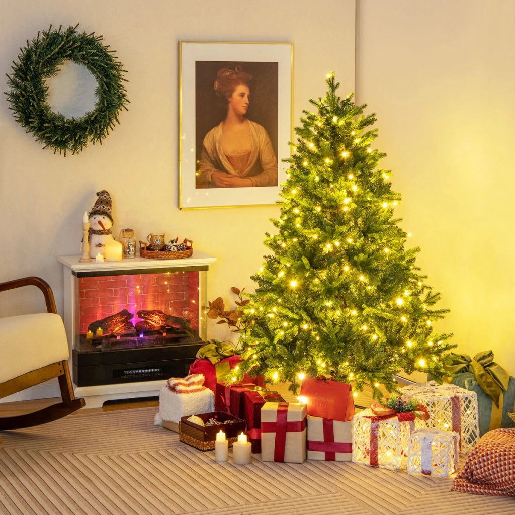 Albero di Natale pre-illuminato con cerniera 844 punte di ramo luci LED multi-colori, Albero di Natale 150cm-Alberi di Natale