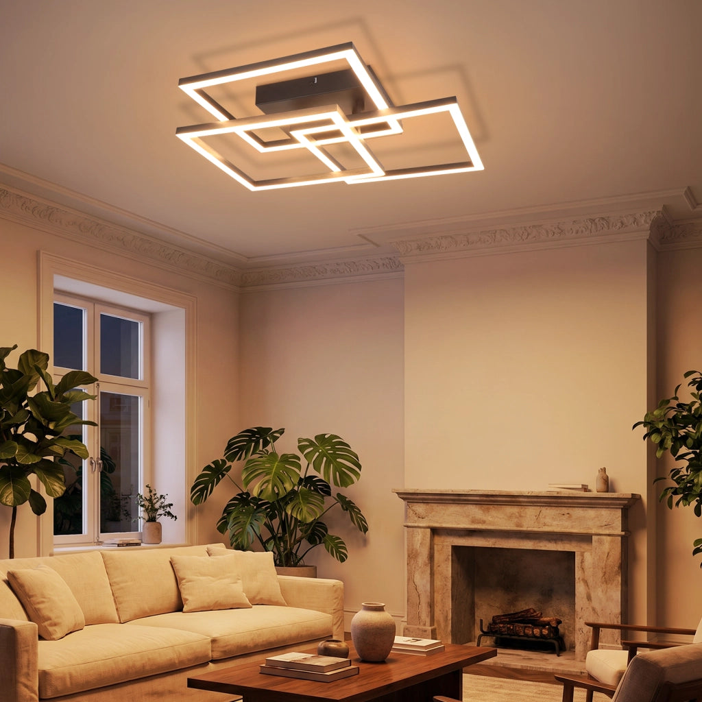 ZMH Lampada da Soffitto LED Dimmabile 31W Moderna Quadrata Design con Telecomando per Camera Soggiorno Ufficio