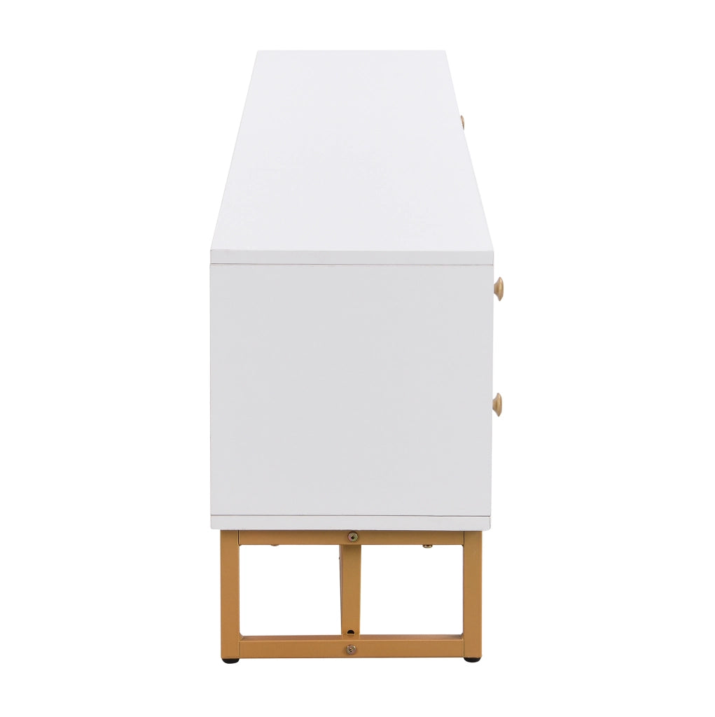 Mobile TV 175x30x46 cm bianco in MDF, 4 cassetti e 2 ante