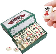 Set di Mahjong Mini - Mahjong Cinese Tradizionale - 144 Pietre da Mahjong - Adatto a Tutti gli Età - Ideale per Famiglie, Viaggi e Feste