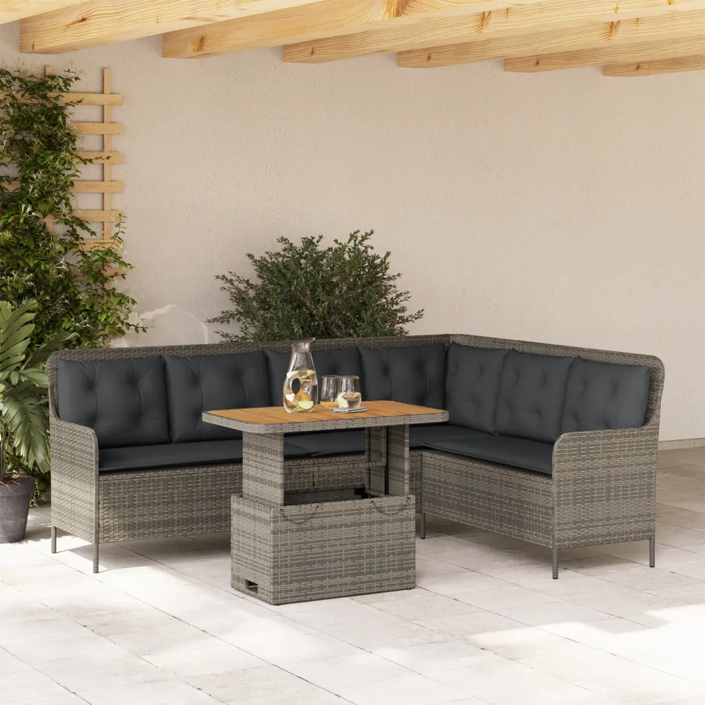 Set Divano da Giardino 2 pz con Cuscini Grigio in Polyrattan