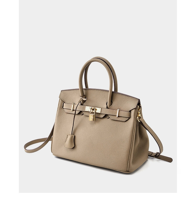 Borsa a tracolla da donna in vera pelle grigia