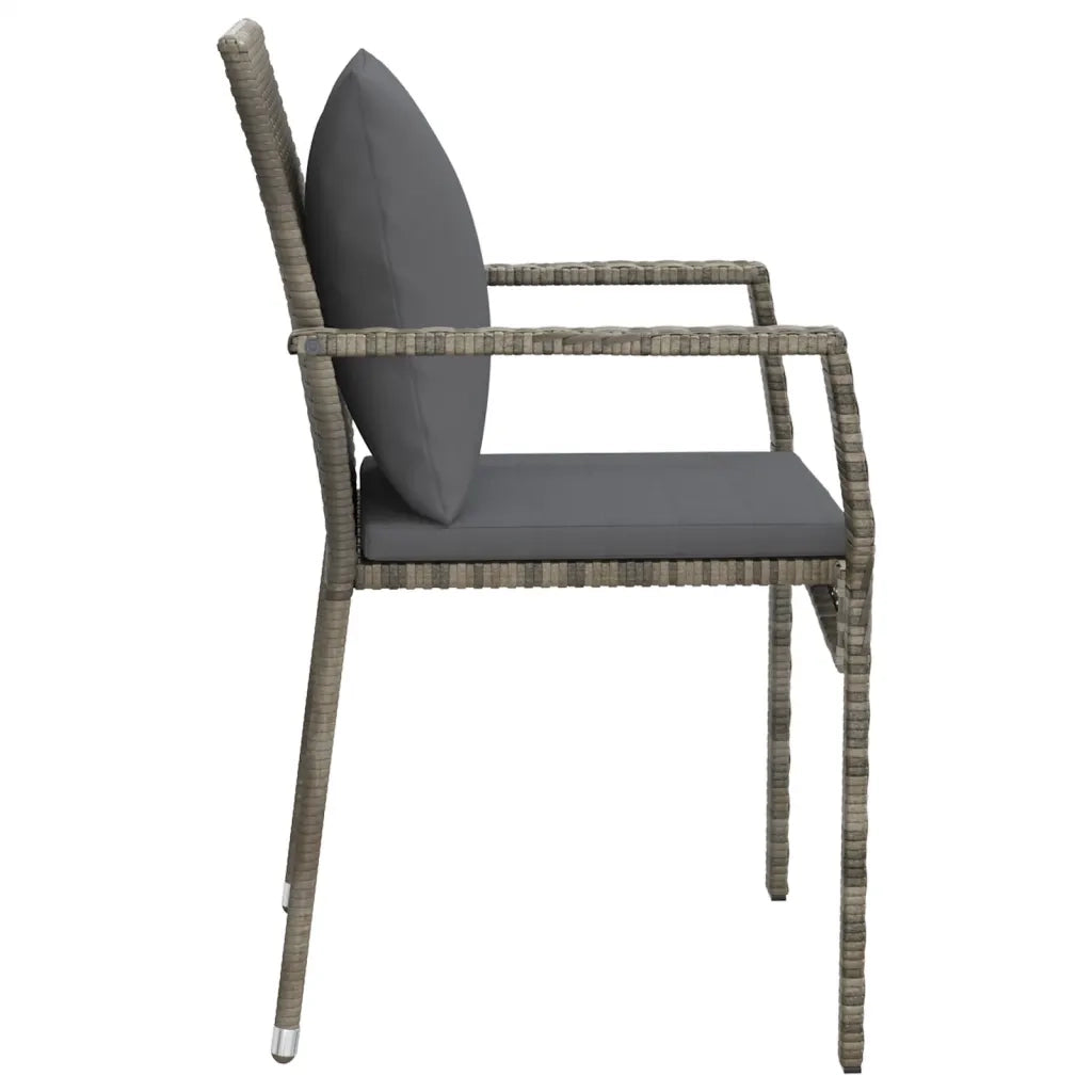 Sedie da Giardino con Cuscini 4 pz in Polyrattan Grigie 319880