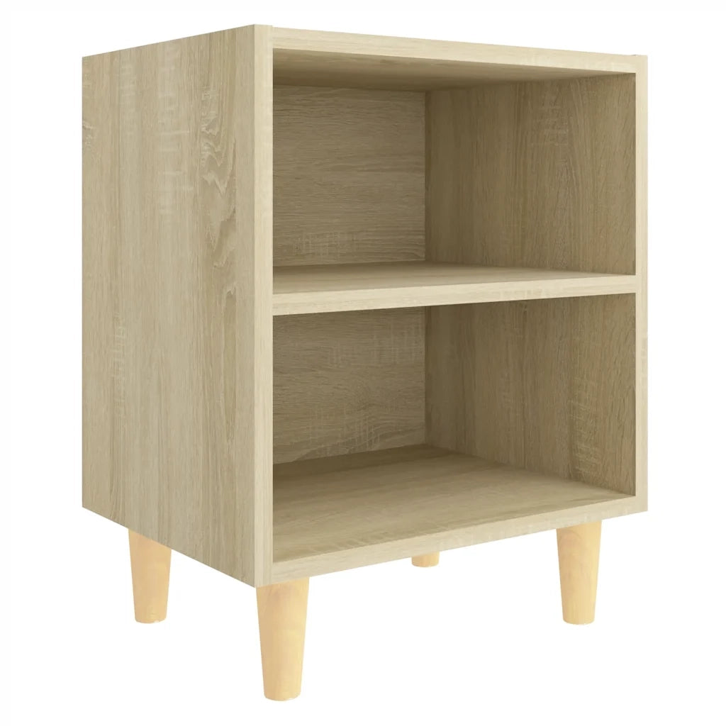 Comodino con Gambe in Legno Massello Rovere Sonoma 40x35x50cm cod mxl 30727