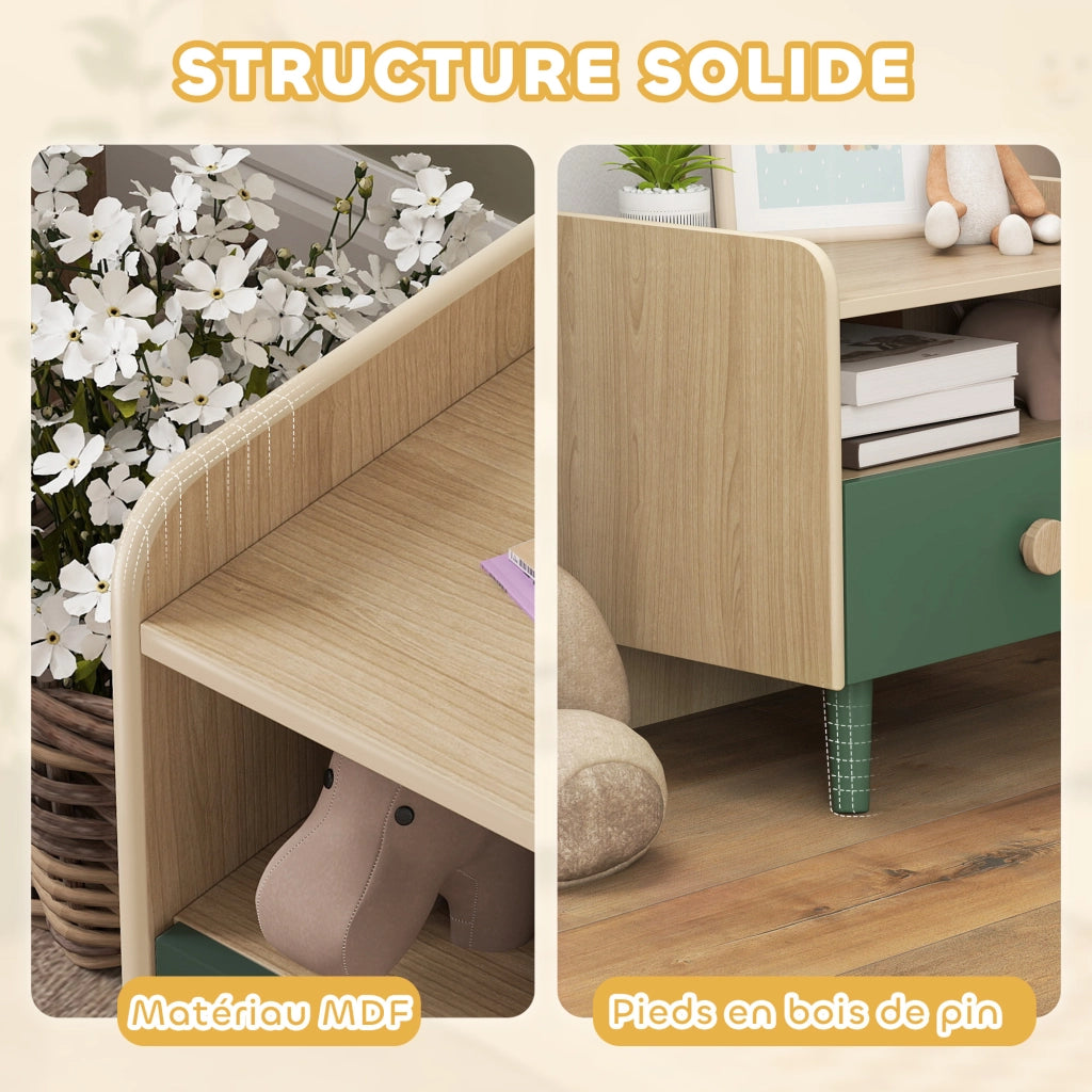 Tavolino da notte per bambini ¨C zephmum ¨C con cassetto e nicchia, legno