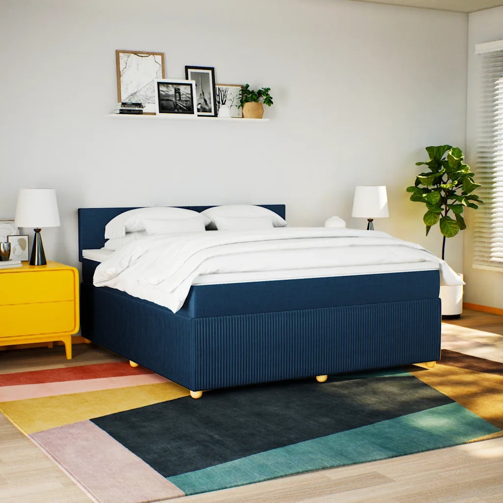 Giroletto a Molle con Materasso Blu 180x200 cm in Tessuto 3289834