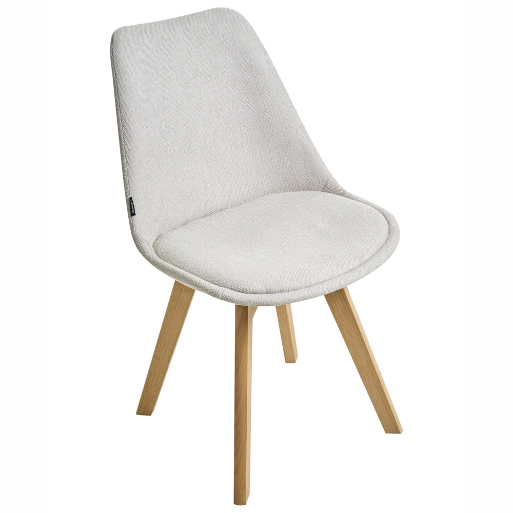 Set di 2 sedie da pranzo con rivestimento in tessuto bianco crema gambe in legno eleganti design moderno