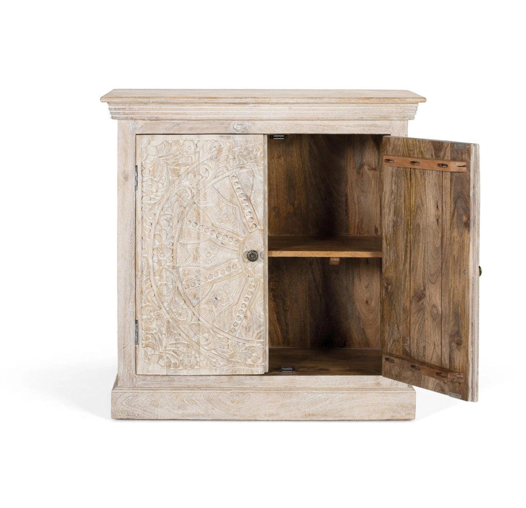 Credenza a due ante realizzata a mano in legno di mango
