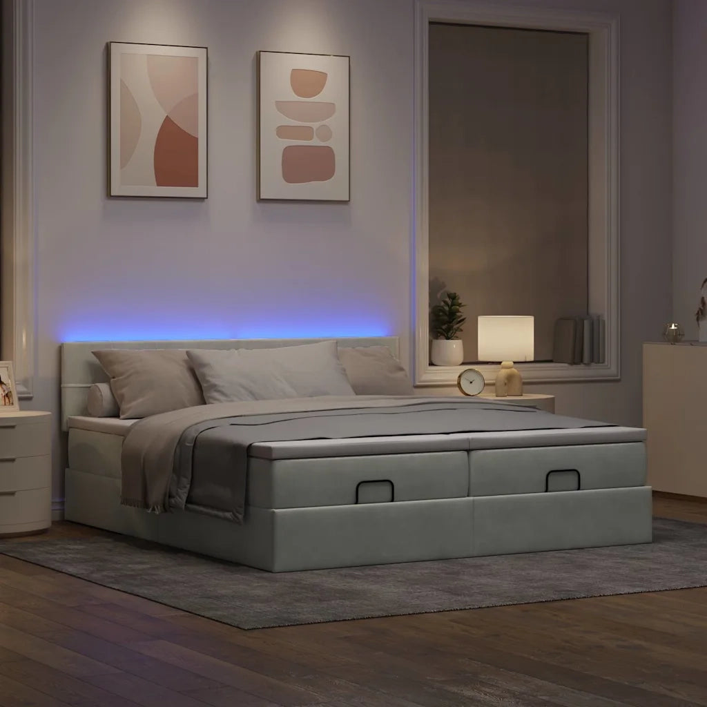 Struttura Letto Pouf con Materassi 180x200 cm Velluto