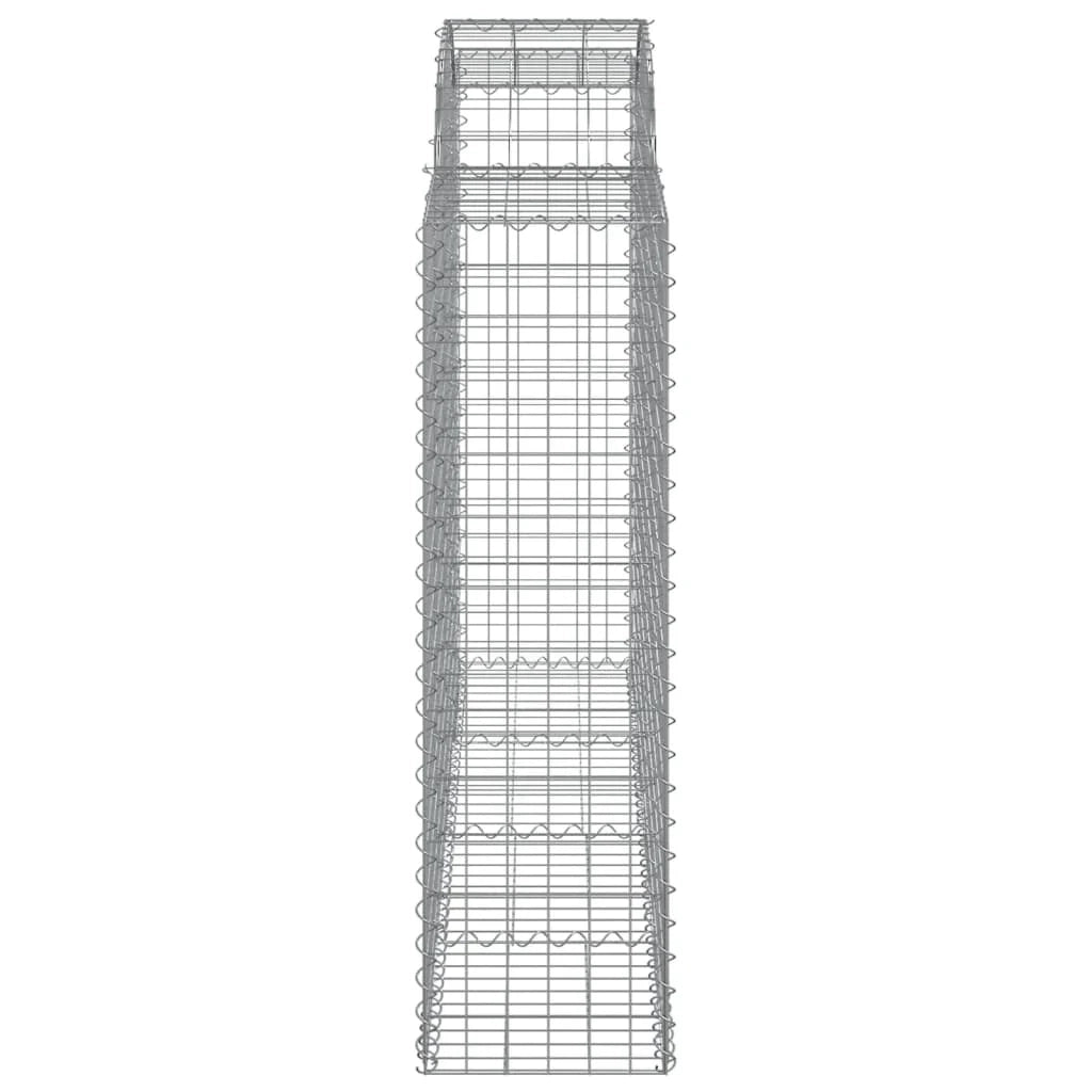 Cestini gabbioni recinzione a gabbia muro di contenimento ad arco 13 pezzi 200 x 50 x 140/160 cm ferro zincato argento 02_0040371