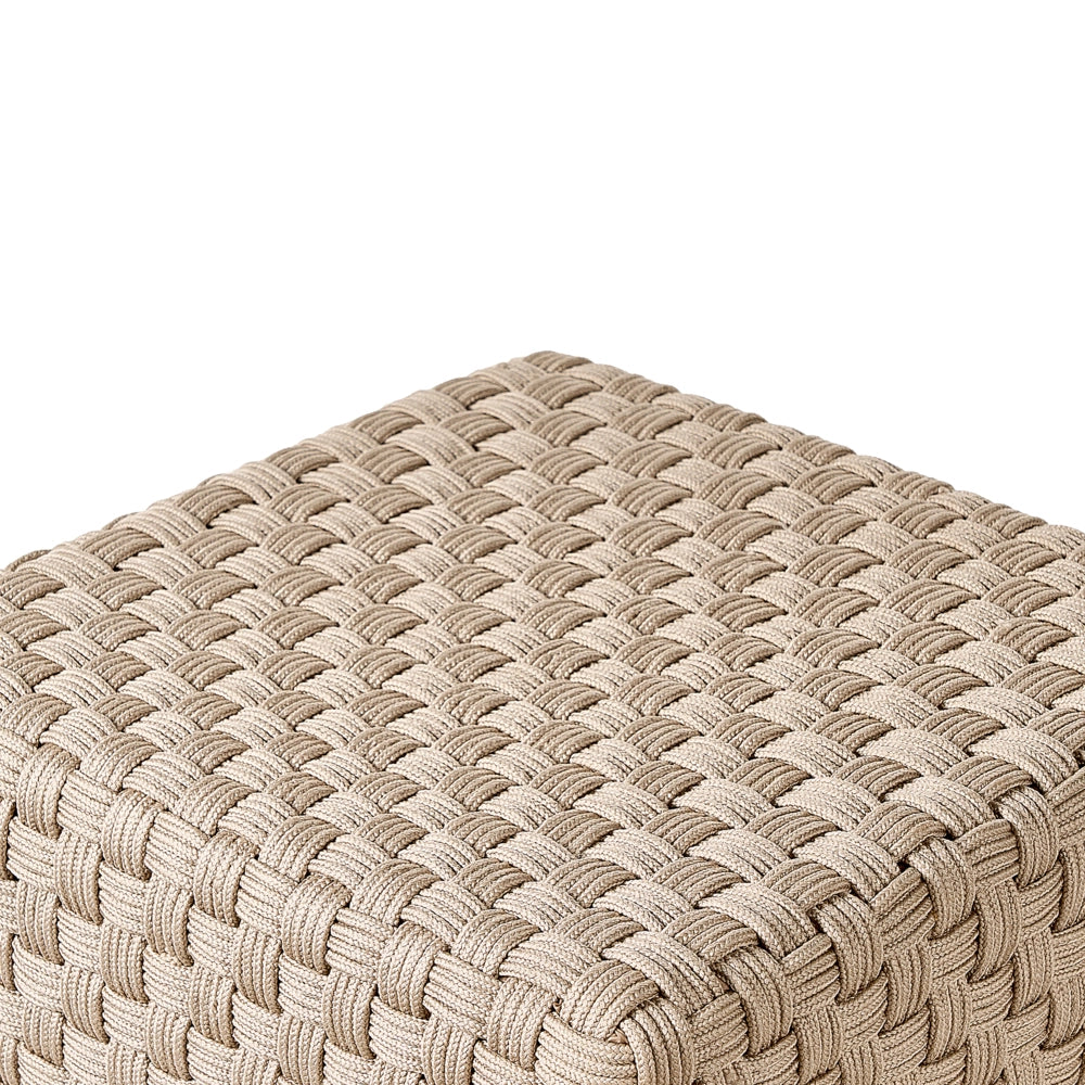 Pouf da giardino tortora in materiale sintetico 50 x 50 cm Pouf da esterno intrecciato a mano in stile boho