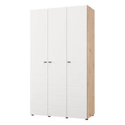 Armadio Camera da Letto Ronco, Guardaroba 3 Ante Appendiabiti, 117x52 cm Bianco Opaco