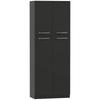 Mobile Contenitore Minimal con 2 Armadietti e Mensole Regolabili, in Legno Nero, 59x31x155 cm