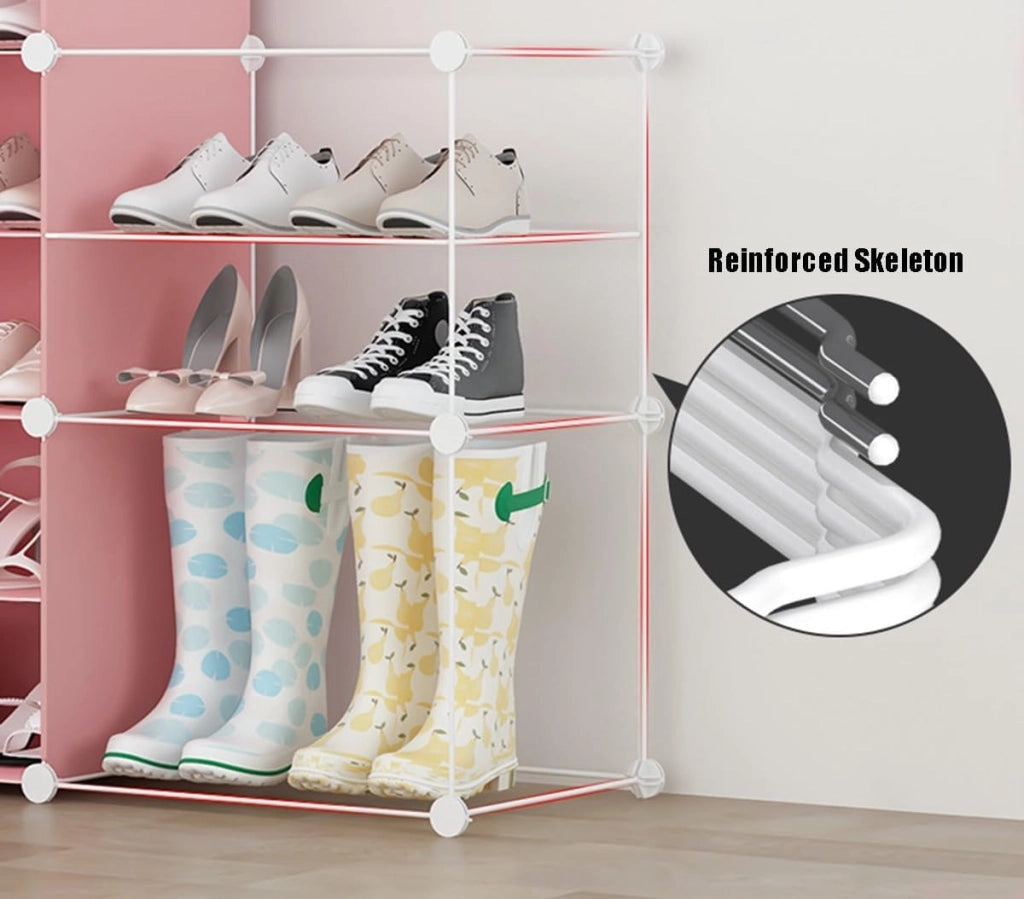 scarpiera Scarpiera assemblata, Scarpiera in plastica, Scarpiera con Ante Facile Montaggio per riporre Scarpe, Scaffale per Armadio Organizer per Scarpe, unità di stoccaggio modulare, Rosa
