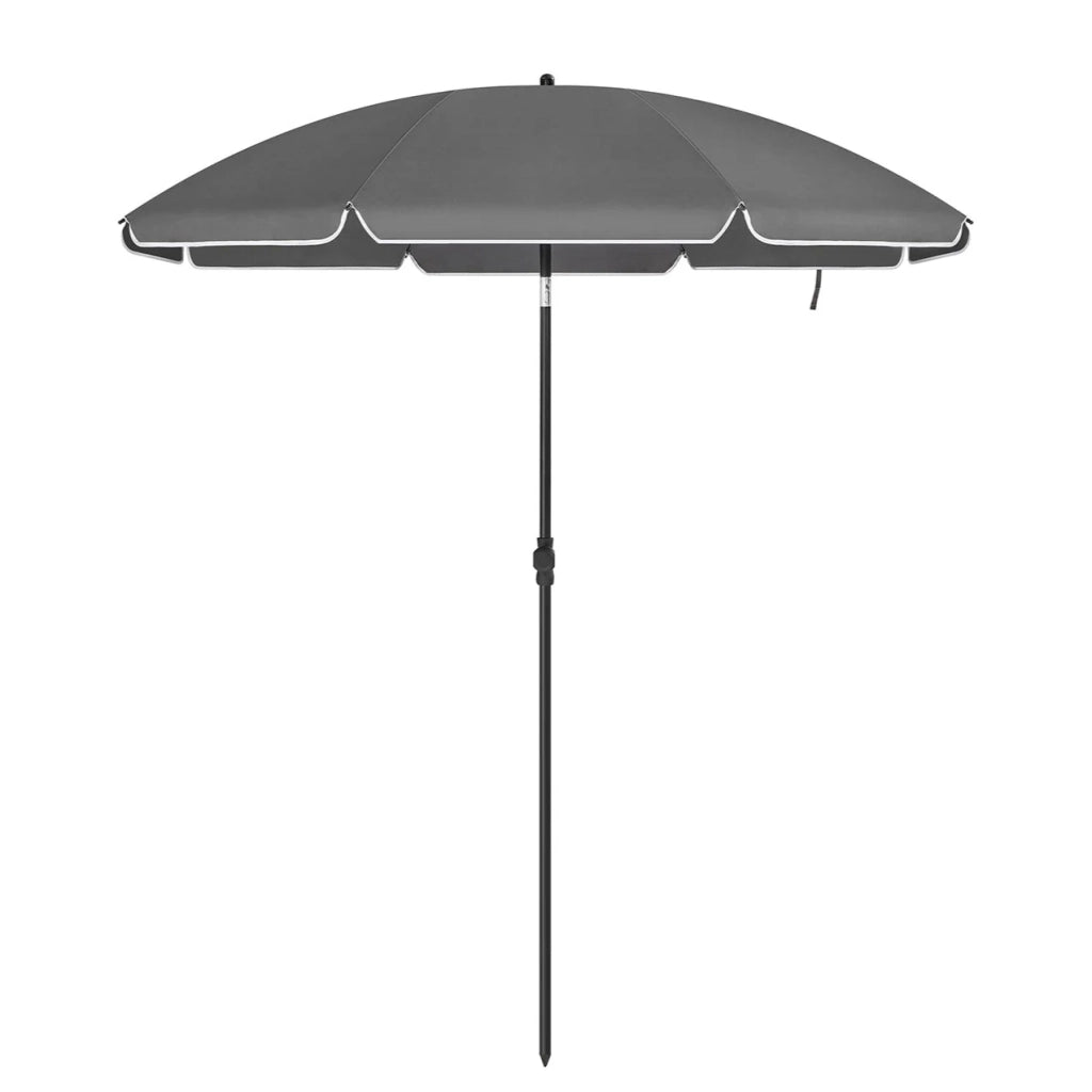 Ombrellone da giardino diametro 2 m ombrellone protezione UPF 50+ basculante portatile antivento stecche in fibra di vetro con sacca grigia 12_0001752