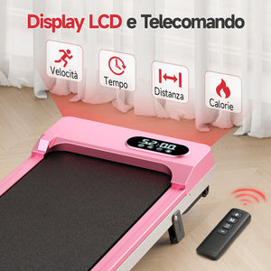 Tapis Roulant per casa e ufficio - RATTANTREE - Display a LED - 8km/h - Capacity 130 kg - Rosa