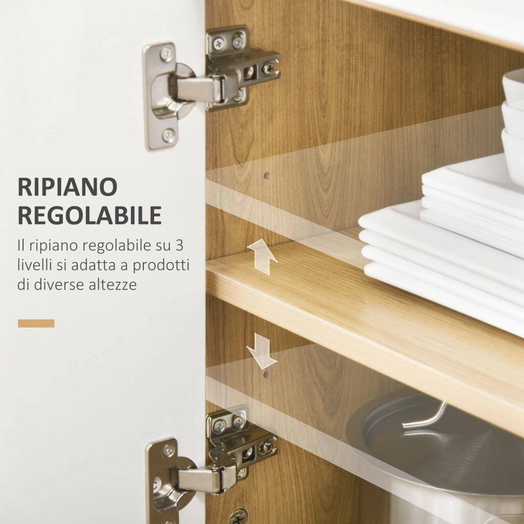 Mobiletto per Microonde con Ripiano, Cassetto e Armadietto ¨C zephmum ¨C Legno Truciolato, 58x40x118 cm