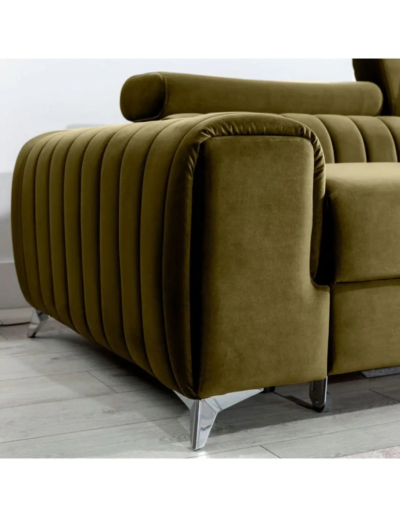 Divano ad angolo destro Verde oliva convertibile 3 posti JAYSON comfort modulabile