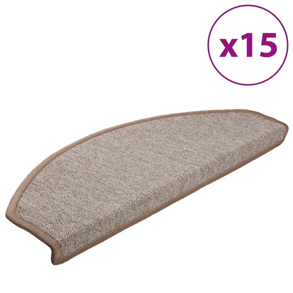 Tappetini per scale 15 pz 65x24x4 cm Marrone chiaro Semicircolari Grandi 133886