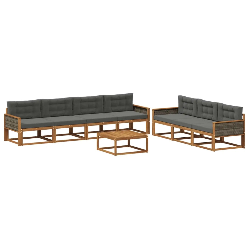 Set di divani da esterno con cuscino 8 pcs Naturale e Antracite 3382400