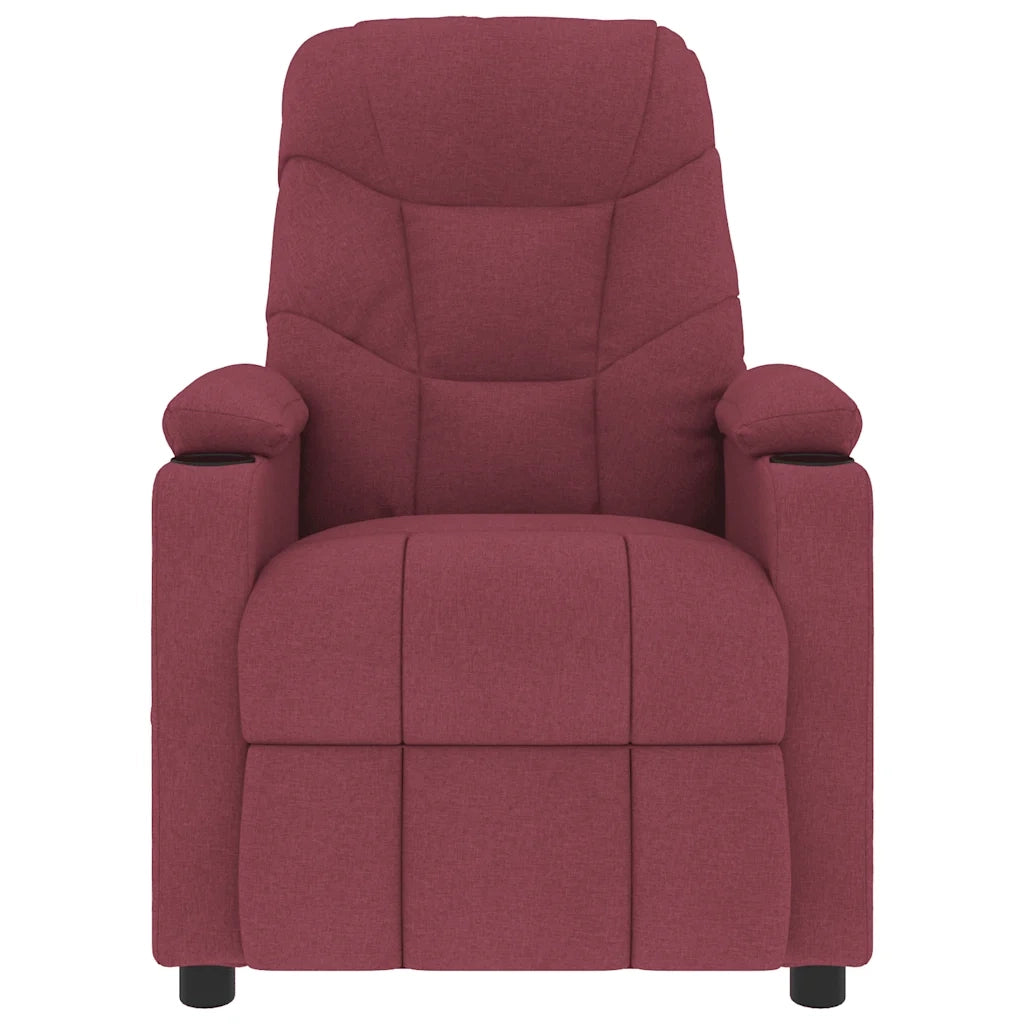 vidaXL Poltrona Massaggiante Elettrica Rosso Vino in Tessuto