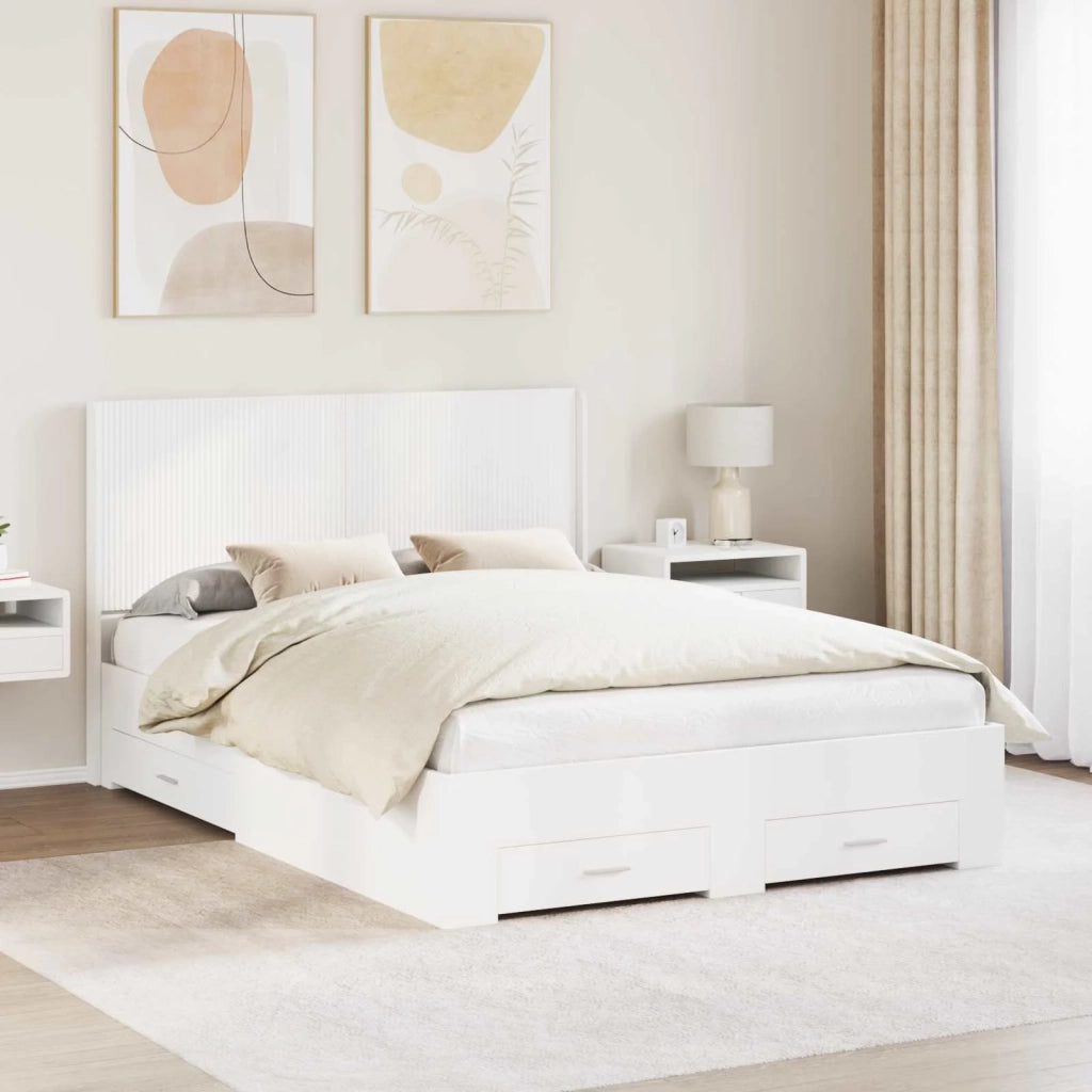 Struttura del letto con stoccaggio e testata Bianco 3414087
