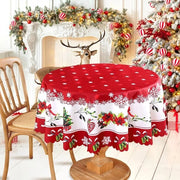 Tavolo di Natale - Circolare - 150 cm - Tavolo di Natale con Figure di Neve - Decorazione di Natale - Impermeabile Tavolo di Natale - Disegno di Fiori per Pic nic, Cena, Decorazioni di Festa