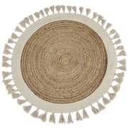 Tappeto beige chiaro rotondo 120 cm boho rustico iuta naturale decorativo soggiorno camera da letto sala da pranzo
