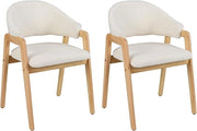 Set di 2 Sedie da Pranzo, Sedia da Cucina con Seduta Imbottita e Schienale Curvo Ergonomico, Bracciolo Confortevole e Piedini Regolabili, Poltrona in Legno per Sala da Pranzo