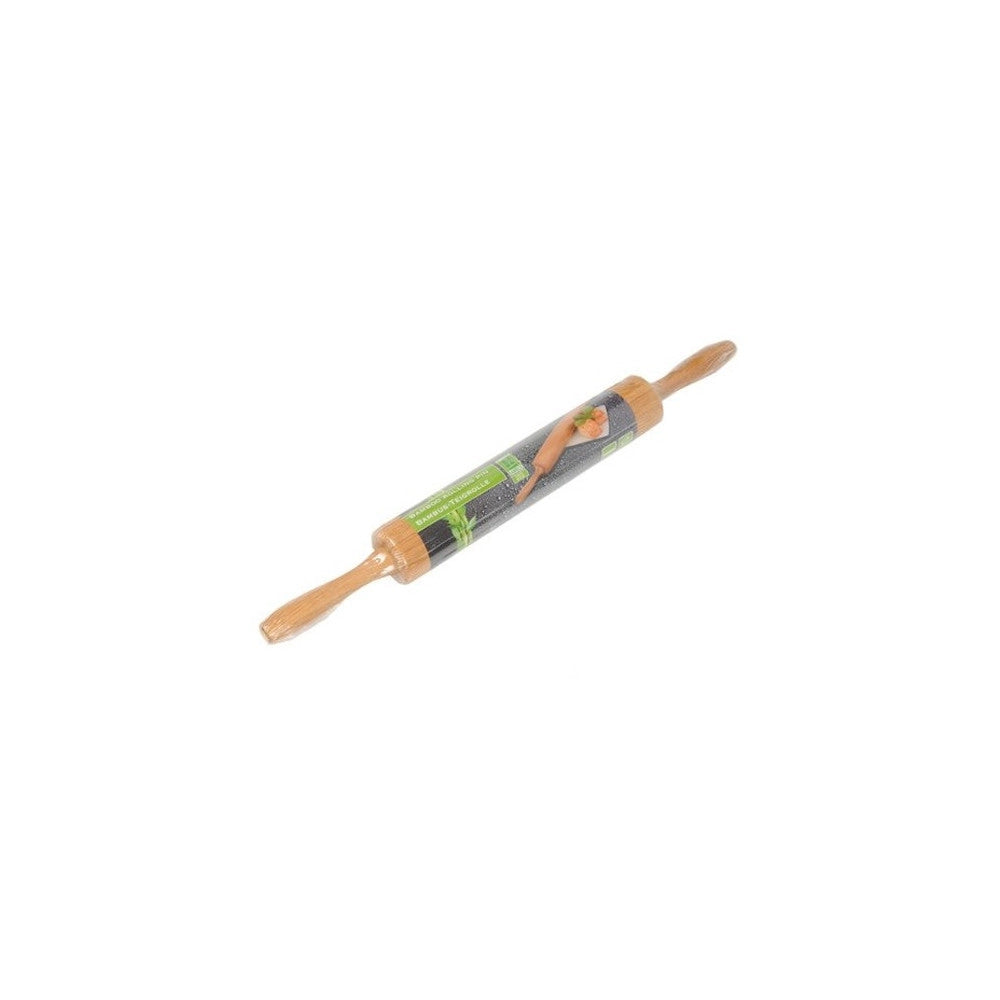 Trade Shop - Mattarello Bambù Bamboo Girevole 45cm Perno Di Rotolamento Legno Naturale Cucina -