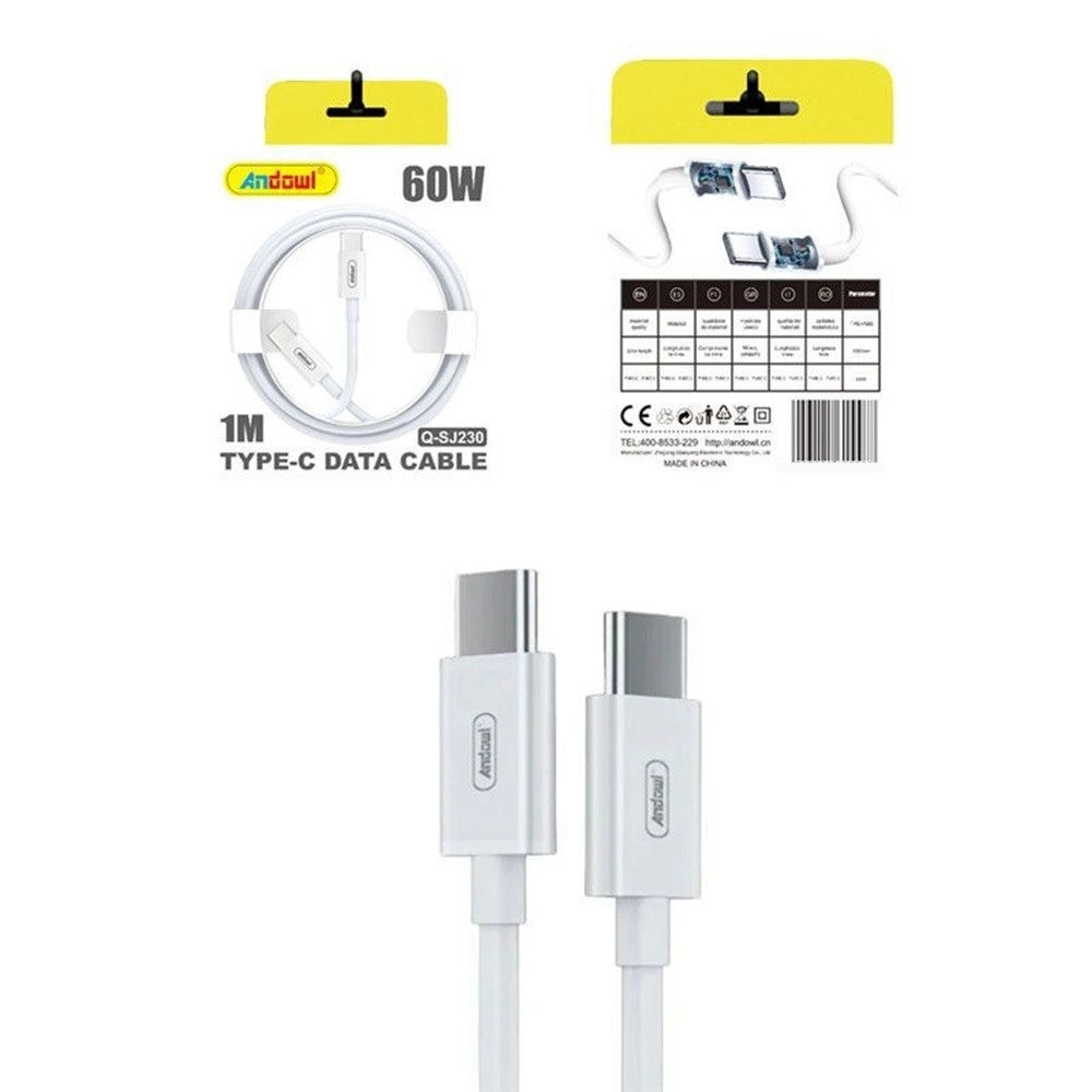 Trade Shop - Cavo Usb Di Ricarica Rapida Trasferimento Dati Q-sj230 Da Type-c A Type-c 60w Pd Da 1mt -