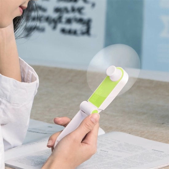 Ventilatore portatile pieghevole, ventilatore mini da tavolo caricabile via USB, raffreddatore silenzioso per la mano - Verde