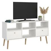Mobile porta TV Conte, Credenza da soggiorno, Armadio basso per TV, Base parete attrezzata, 117x39 h61 cm, Bianco