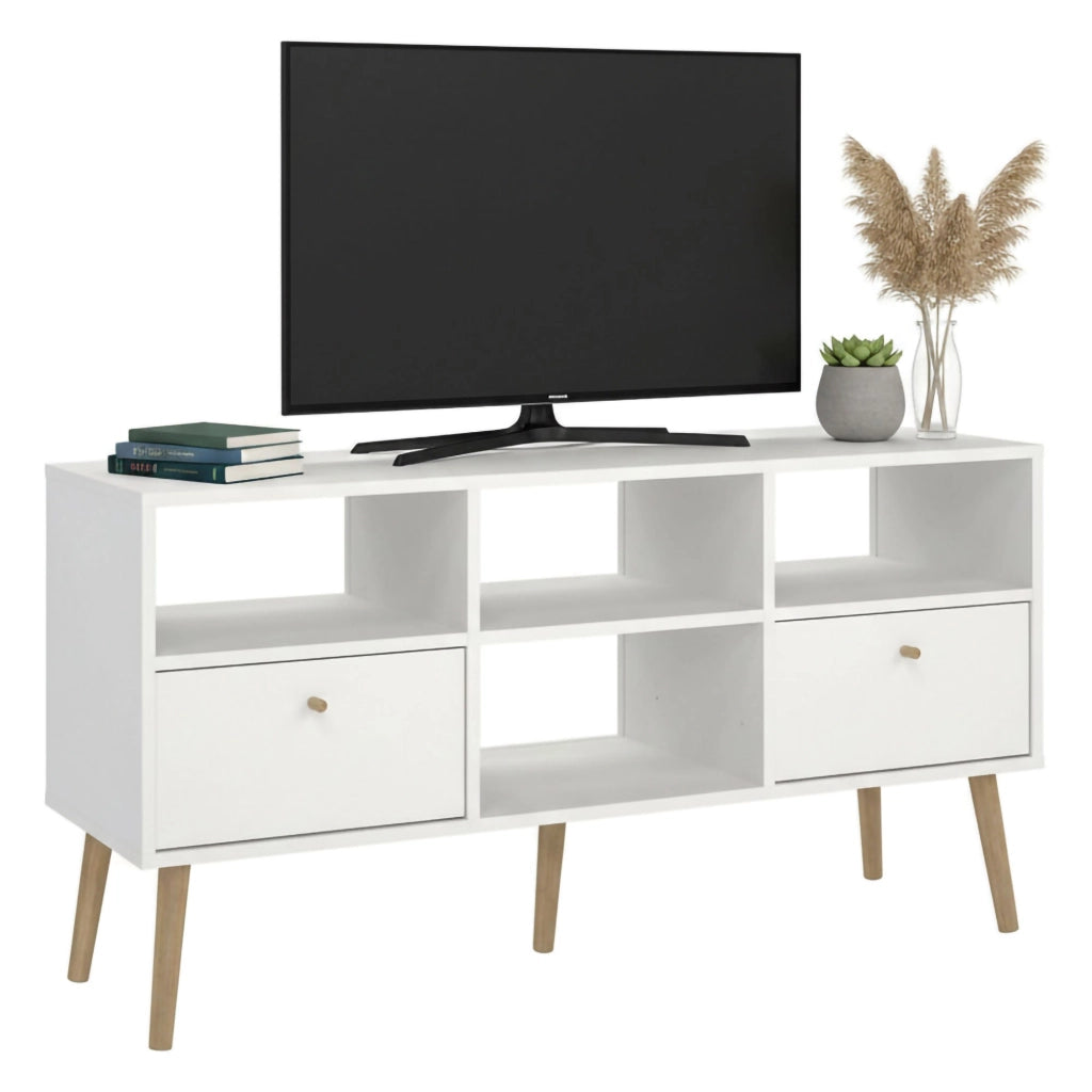 Mobile porta TV Conte, Credenza da soggiorno, Armadio basso per TV, Base parete attrezzata, 117x39 h61 cm, Bianco