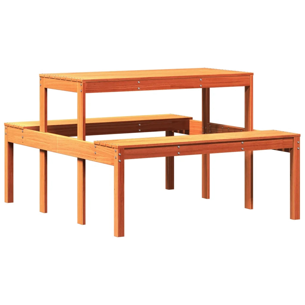 Tavolo da Picnic Marrone Cera 110x134x75 cm Legno Massello Pino 844647