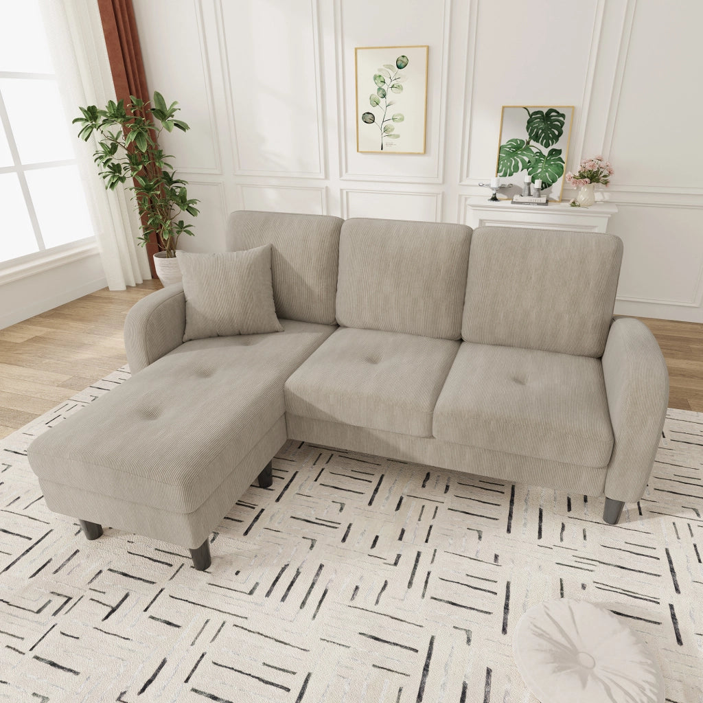 DIVANO Angolare Modulare con Chaise Longue 166 x 118 x 77 cm Corda Marrone Grigio