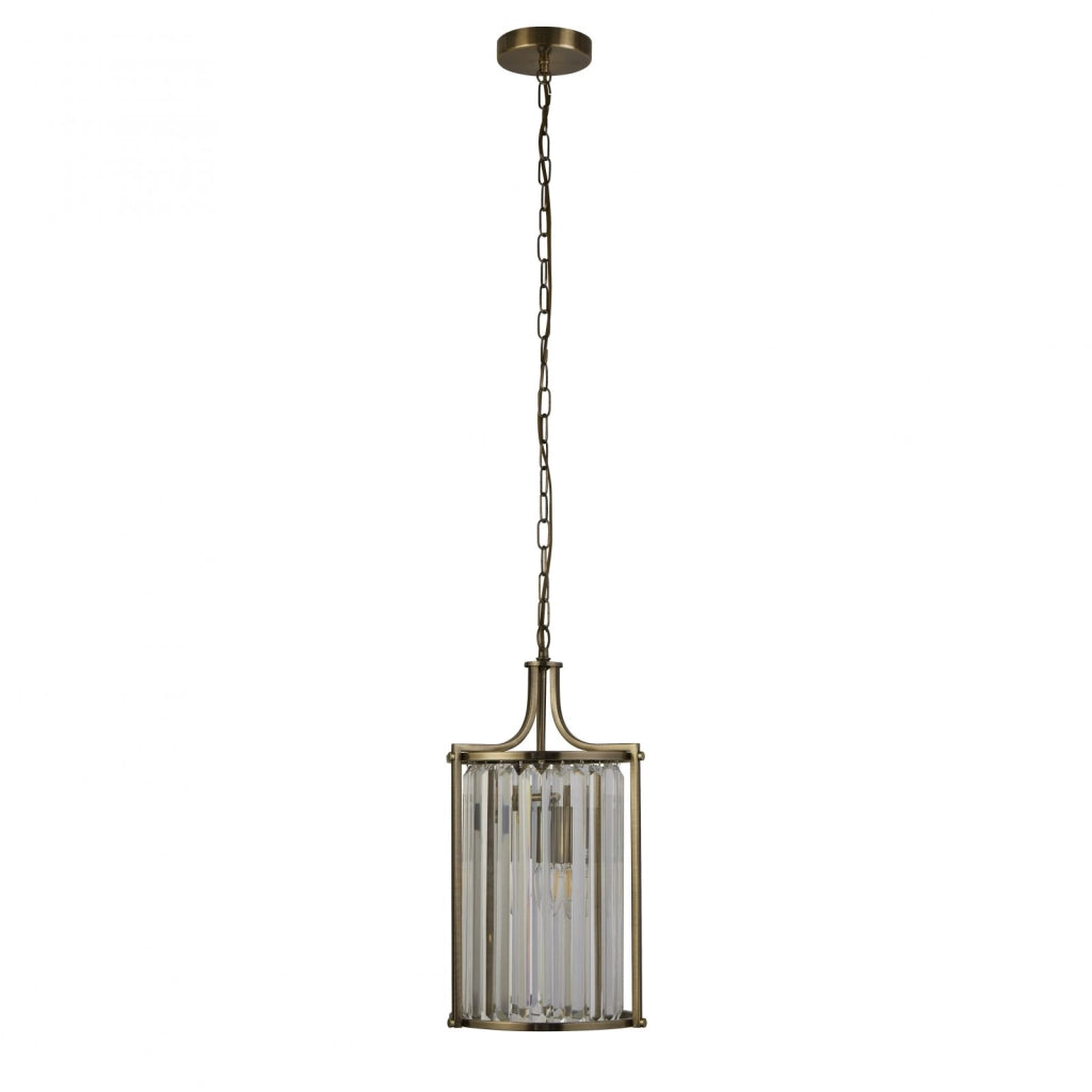 Victoria 2Lt Pendant - Metallo ottone anticato e cristallo trasparente
