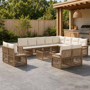 Set Divano da Giardino 13 pz Beige e Bianco Crema polyrattan 3435009