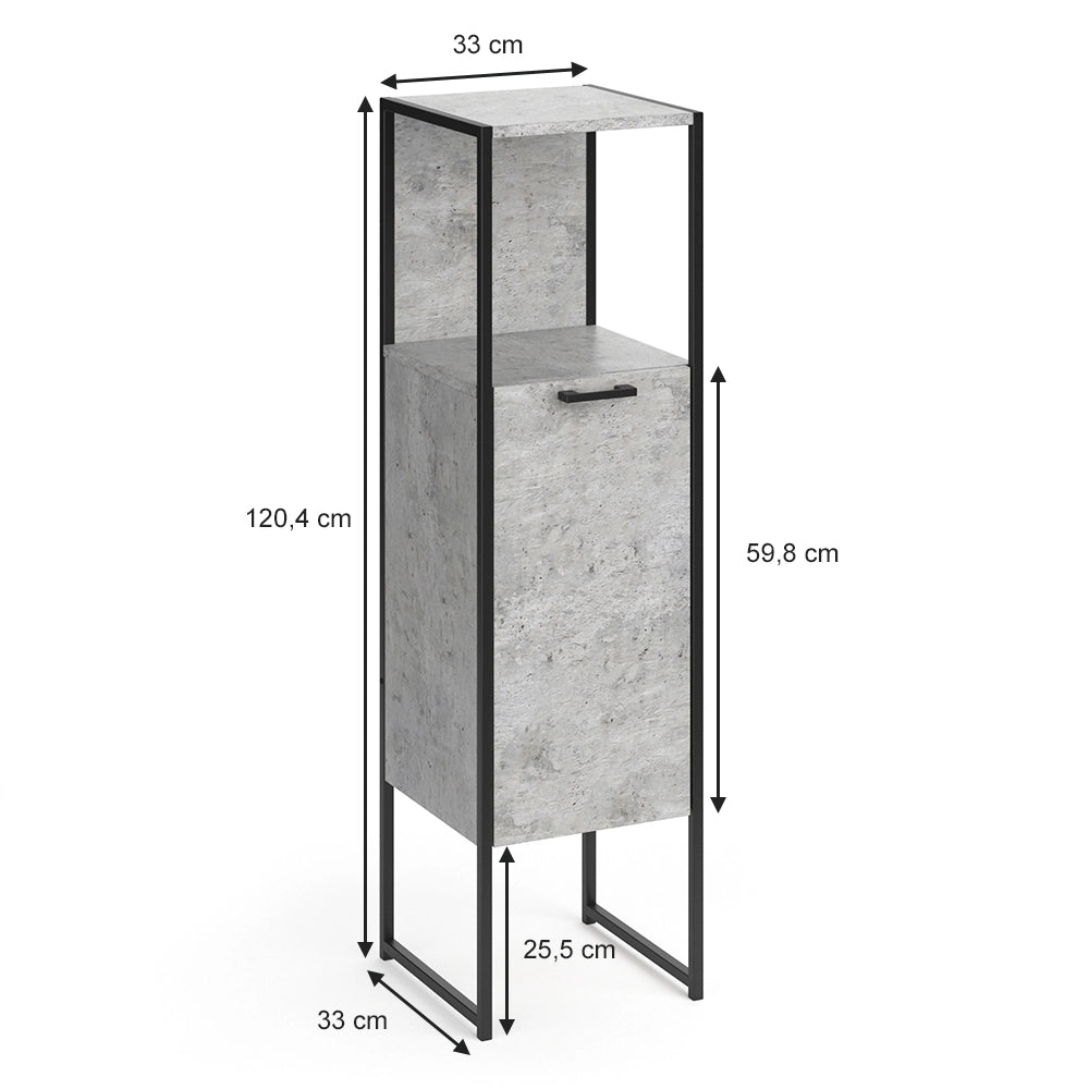 Vicco Mobiletto bagno Calcestruzzo 33 x 120.4 cm