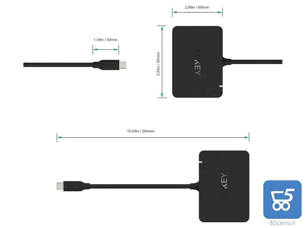 PACK 5 PER Usb Type-C Hub 4 USB 3.0 ricarica uscita Vga Full Hd Macbook Pro Samsung Lenovo Dell Huawei - RIVENDITORE