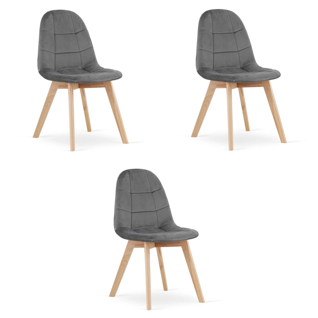 Sedia Valora NUUC in velluto grigio scuro, design ergonomico x3