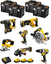 DeWALT Kit DWK703T (DCD996 + DCH273 + DCG405 + DCF887 + DCS334 + DCS570 + DCS367 + 3 Batterie 5,0 Ah + Caricabatterie + 4 x TSTAK VI)