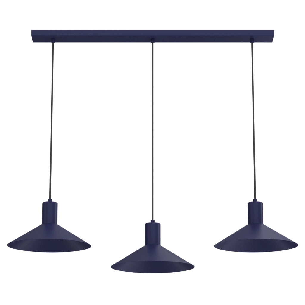 Lampada sospesa Nox 3 luci GU10 blu acciaio
