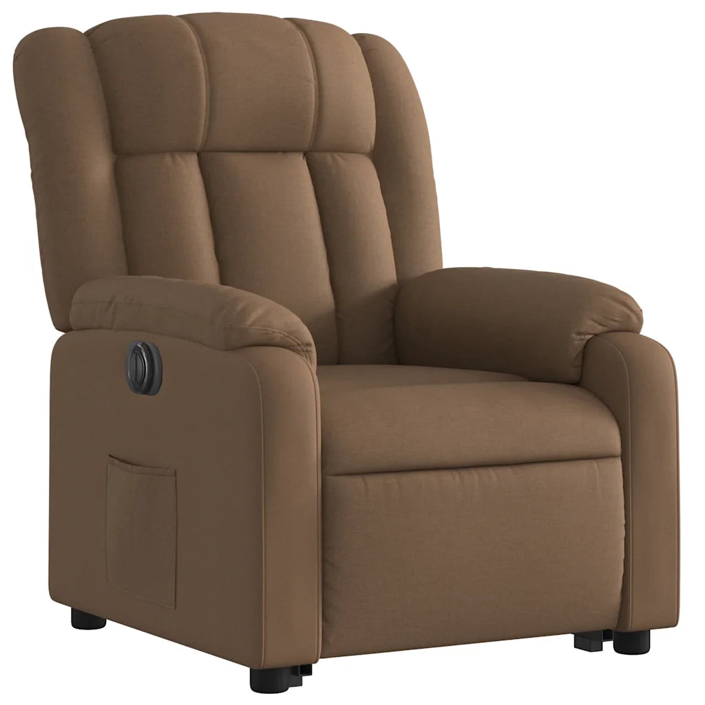 Poltrona Alzapersona Reclinabile Elettrica Marrone Tessuto 3205344