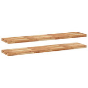 2 pz Mensole da Parete | Scaffali a Parete | Ripiano a parete 160x30x4 cm Legno Acacia Rifinito a Olio
